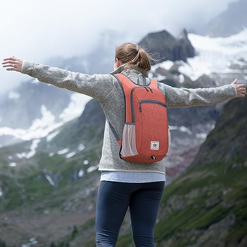 Esup 15L Lightweight Hiking Backpack Foldable Small Travel Backpack Packable Camping Backpack for Women Men (Dark Orange) - color: Dark Orange