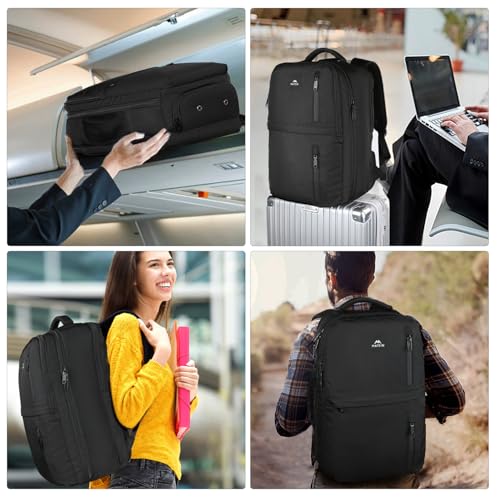 MATEIN Extra Large 45L Travel Laptop Backpack, Airline Approved Carry on Backpack with Shoe Compartment, Water Resistant Luggage College Overnight Weekender Travel Bag Fit 18" Laptop, Black - color: Black, size: XX-Large