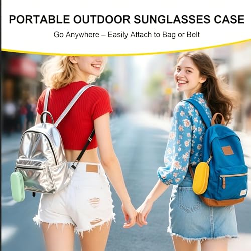 Double Glasses Case,Dual Eyeglasses & Sunglasses Organizer with Clip Zipper Closure for Travel 2 Pairs Storage Box - color: Green