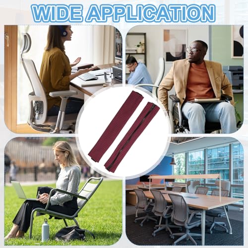 PATIKIL 18x4.3 in Office Chair Armrest Covers, 1 Pair Office Chair Arm Covers Long Computer Chairs Arm Rest Cover with Zipper Removable Rest Slipcover Hand Rest Protector, Burgundy - color: Burgundy, size: 18"