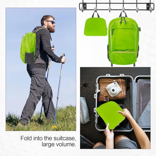 HOLYLUCK 20L Lightweight Packable Hiking Daypack Foldable Backpack for Men Women Small Travel Outdoor Foldable Shoulder Bag-green - color: Green