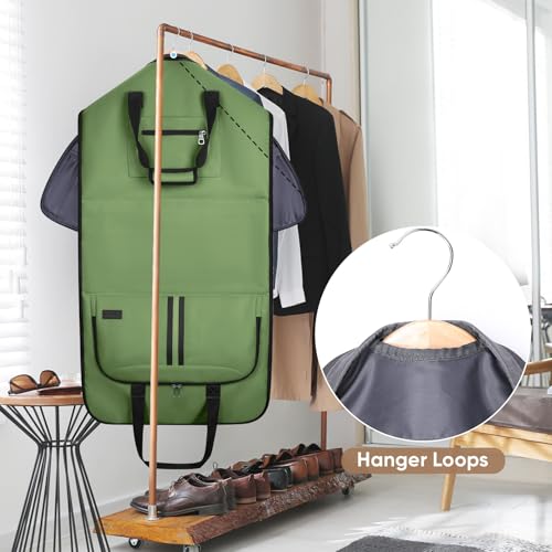 BALEINE Travel Garment Bag, Travel Suit Bag for Men, Water Resistant Carry on Garment Bag for Hanging Clothes, Garment Duffel Bag for Travel Business (Green-Convertible) - color: Green-Convertible