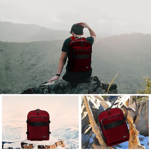 Underseat Carry-On Backpack Luggage, 15-inch Laptop Lightweight Backpack with trolley strap, Travel Commute Gym Sport, 17L Red Wine - color: Wine