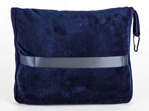 BlueHills Premium Soft Travel Blanket Pillow Airplane Blanket Packed in Soft Bag Pillowcase with Hand Luggage Belt Compact Pack Large Long Flight Essentials Portable Navy Blue T002 - color: Navy-1pk-t002