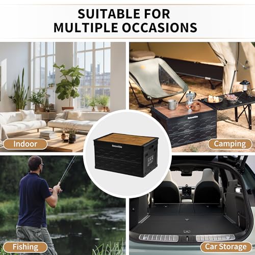 Naturehike Lispace Camping Table with Storage Box, 50L Collapsible Trunk Organizer with Lid, Folding Storage Bin for Camping Picnic Home