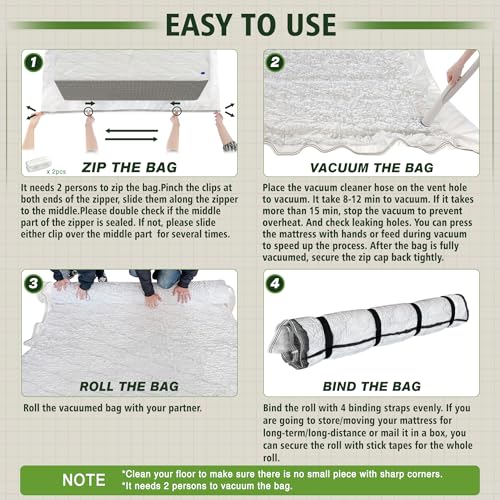 King Size Mattress Vacuum Bag for Memory Foam Latex Mattress Upto 14 Inch, Moving Shipping and Storage - size: CAL KING / KING