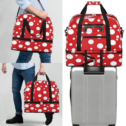 Travel Duffel Bag Round Dots Print Weekender Bag with Shoe Compartment Foldable Overnight Bags for Travel Sports Lightweight Gym Bags for Men Women - color: Round Dots Print