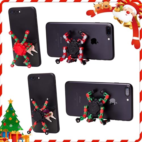 Gokeey Christmas Fidget Toys Transformable Fidget Spinners for Kids and Adults, Stress Relief Sensory Toys for Boys and Girls Fingertip Gyros for ADHD Autism for Kids Birthday Gifts - style: fidget toys 4pc-red