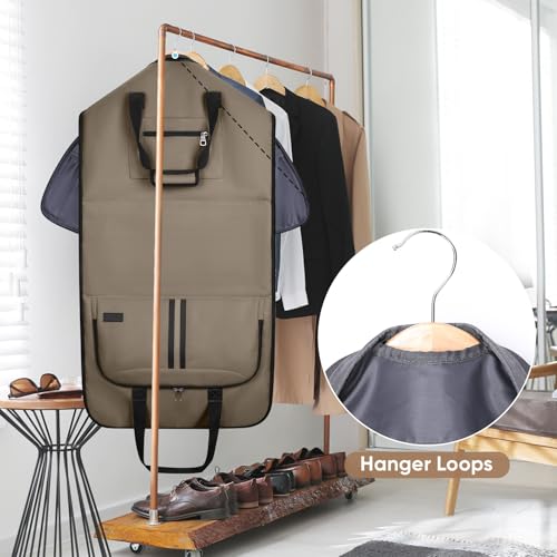 BALEINE Travel Garment Bag, Travel Suit Bag for Men, Water Resistant Carry on Garment Bag for Hanging Clothes, Garment Duffel Bag for Travel Business (Brown-Convertible) - color: Brown-Convertible