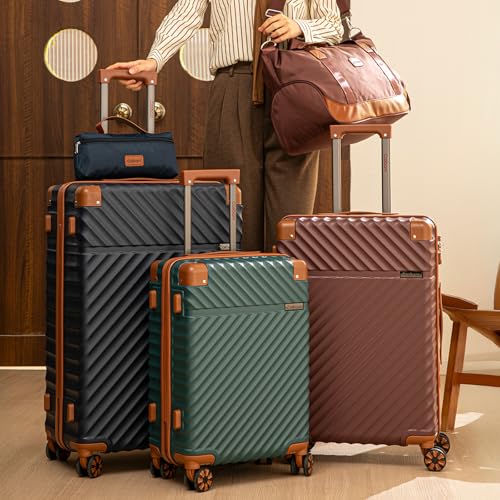 Cosbarn Luggage Sets 5 Piece with TSA Lock Spinner Wheels, Unisex Hard Case ABS Suitcase Set, Hardshell Lightweight Waterproof Travel Hardside Suitcases with Wheels for Women Men, Black - color: Black, size: 5 Piece Sets (20/24/28/Db/Tb)