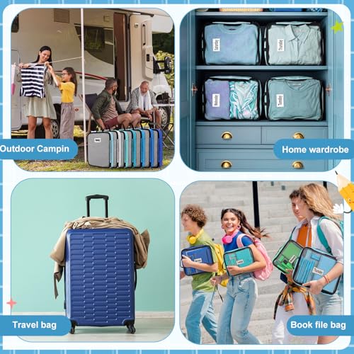 7 Pcs Packing Cubes for Travel Days of Week Compression Packing Cube with Labels Organizers Luggage Storage Bag(Blue,Large) - color: Blue