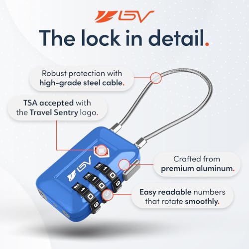 TSA Accepted Luggage Travel Lock, Set-Your-Own Combination Lock for School Gym Locker, Luggage Suitcase Baggage Locks, Filing Cabinets, Toolbox, Case (Blue, 2 Pack) - color: Blue, size: 2 Pack