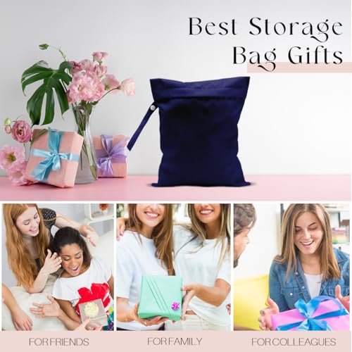 Waterproof Wet Bag for Swimsuit, Travel Beach Wet Dry Bag, Hidden Zipper Reusable Blue Wet Bags, for Travel Beach Wet Swimsuits Toiletries Diapers Dirty Gym Clothes Laundry Bag - color: Pure blue