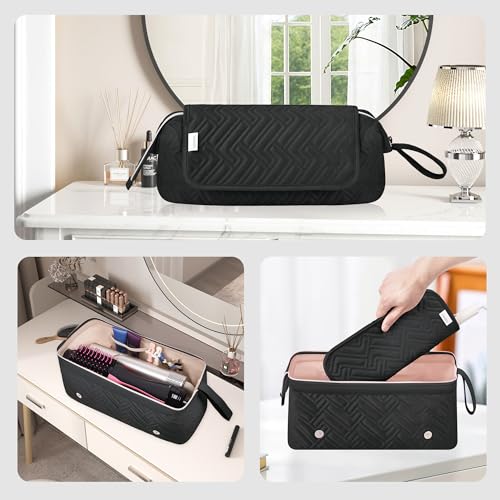 Leudes Hair Tools Travel Bag for Women Heat Resistant Mat for Travel Essentials Hot Tools Straighteners,Flat Irons,Curling Iron,Hot Air Brushes and Hair Dryer Organizer Bags 2 in 1 (BlackA) - color: BlackA