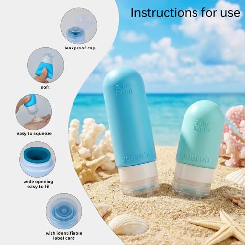 vodvob 16 Pack Travel Bottles Set for Toiletries, TSA Approved Travel Containers Leak Proof Silicone Squeezable Travel Accessories 2oz 3oz for Shampoo Conditioner Lotion Body Wash (BPA Free) (blue) - color: blue