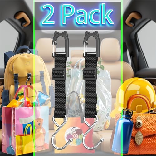 Purse Hook for Car, S-Shape Headrest Hooks, 2 Pack | 100 LBS Heavy Duty, Safe Flat Design, Multi-Use for Bags & Sports Fence - style: DS1