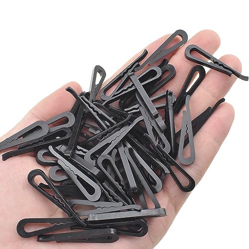 HAHIYO 1.5in/38mm 200Pcs Black Plastic U-Shape Alligator Clips - Fabric Clothespins for Sewing, Folding, Securing Fabric to Comic Board - size: Black - 1.5 inches - 200 Count - With Teeth
