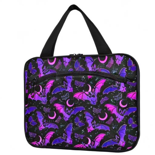 MNSRUU Hanging Toiletry Bags for Women Travel, Gothic Purple Bat Gothic Toiletry Organizer Portable Travel Toiletry Bags Clear Wash Bags Makeup Bag Cosmetic Bag - color: Skulls 218