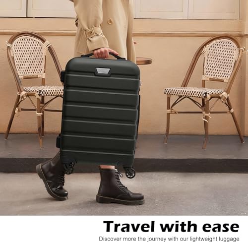 Coolife Luggage 3 Piece Set, Lightweight Durable Hardshell Suitcase set with 360° Spinner Wheels, TSA-approved Lock, Checked Family Travel Luggage sets, 20/24/28 Inch, Black - color: Black, size: 20in24in28in