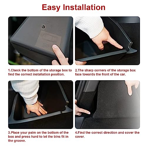 x xotic tech For Model Y 2022 2023 2024 2025 Rear Trunk Side Storage Organizer Bins Grocery Box with Lid Cover Packet Holder Compatible with Tesla Model Y (5-Seater, After July 2022) - size: Model Y 5-Seater (2022-up)