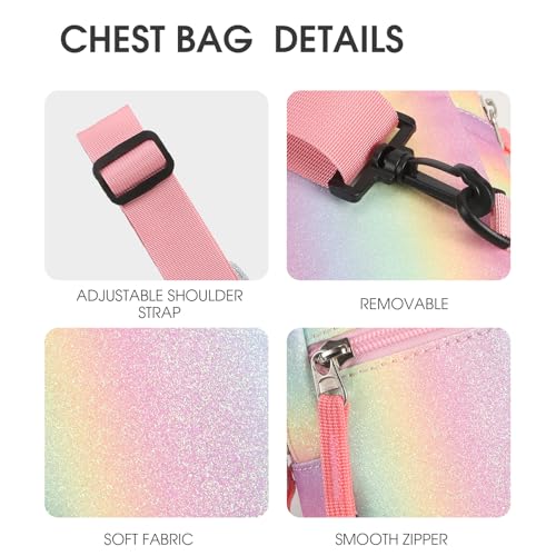 Birthday Gifts for 8 9 10 11 12 Year Old Teens Girls Kids, Fanny Pack Crossbody Bag Sling Belt Bags Purse, Dorm Travel Essentials for Girls Fashion, Preppy Tween Teen Girl Gift Trendy Stuff - color: Glitter Rainbow Pink