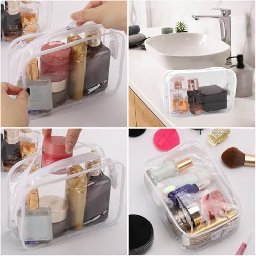 Tbestmax 10 Pcs Clear Cosmetic Bags Small Makeup Bags Portable Waterproof Travel Toiletry Bags Organizer White, 7.5"x 4.8"x 2.3" - color: Medium - White