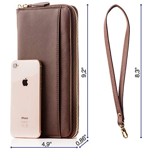 Travel Document Organizer - RFID Passport Wallet Case Family Holder Id Wristlet - color: Family Brown