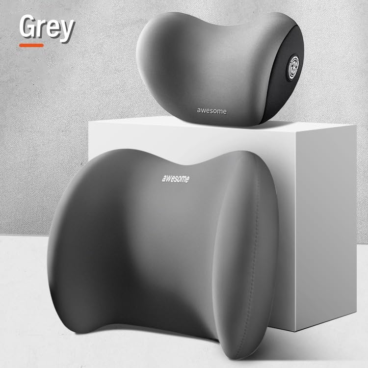 Car Headrest & Lumbar Support Cushion Kit, Ergonomic Car Seat Neck Pillow and Backseat Cushion for Driving Fatigue Relief, Driving Seat Memory Foam Neck Back Rest Pillows (Grey) - color: Grey