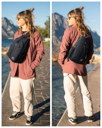 WATERFLY RFID Crossbody Sling Backpack Sling Bag Travel Hiking Chest Bag Daypack - color: Rfid-black