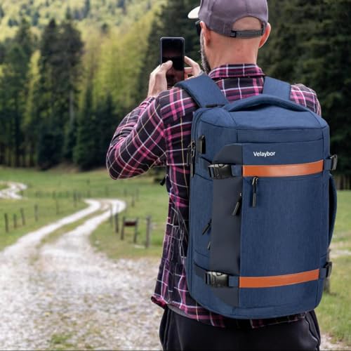42L Travel Backpack with 4 Packing Cubes, TSA Friendly Flight Approved Carry-On Bag with USB Charging Port, Water-Resistant Weekender Business Backpack for Men Women, Fits 17.3" Laptop(Blue) - color: Blue