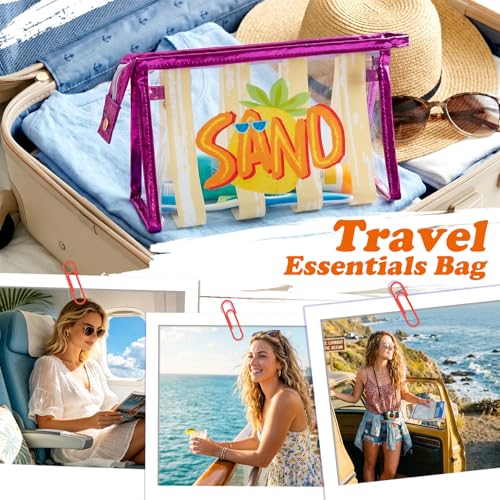 COSHAYSOO Sunscreen Bag Clear Makeup Toiletry Pouch Beach Vacation Essentials for Women Teen Girls Trip Gifts Summer Pool Travel Must Have Accessories Waterproof Stuff - color: Multi-Sand