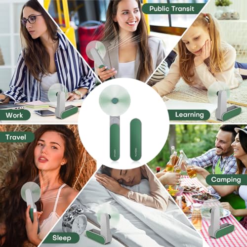 Portable mini handheld Fan, small Rechargeable Personal Fan for 9-15 Hours Runtime, Pocket Design for Travel/Women Essentials/vacation/beach/vacation/airplane/disney - color: Green