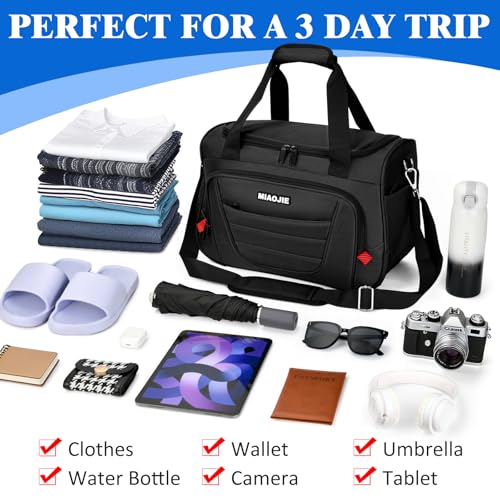 Underseat Carry On luggage Bag Airplanes Personal Item Bags Weekender Overnight Travel Tote Bag Shoulder Small Softside Carry on Luggage Travel Duffel Bags For Men Women -18 IN Black - color: Black, size: 18 IN