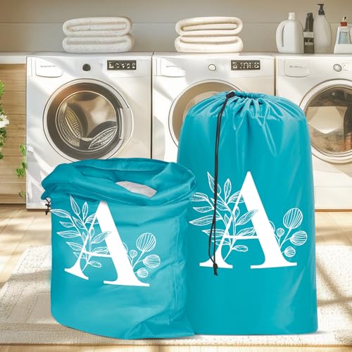 Sylfairy 2 Pack Extra Large Travel Laundry Bag, Dirty Clothes Organizer with Drawstring,Heavy Duty Travel Laundry Bags - color: Letter A