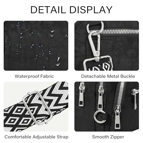 CLUCI Anti Theft Crossbody Bags for Women Travel Small Crossbody Bag Purses for Women RFID Nylon Belt Bag - color: Black