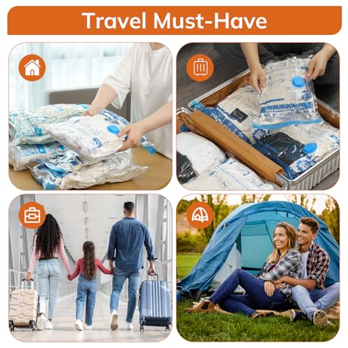 MONVANE Vacuum Storage Bag Set with Cordless Electric Air Pump, 8 Pack(45 * 35cm) Double Zip Seal Space Saver Bag, Vacuum Sealer Bags for Travel and Outdoor Storage