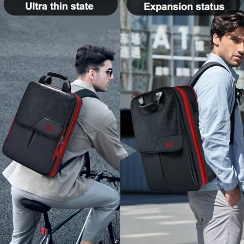 ZINZ Slim & Expandable Laptop Backpack 15.6 16 17 inch Travel Business Backpack Water-Resistant Daypack for Men and Women,Black red - color: B01rd01