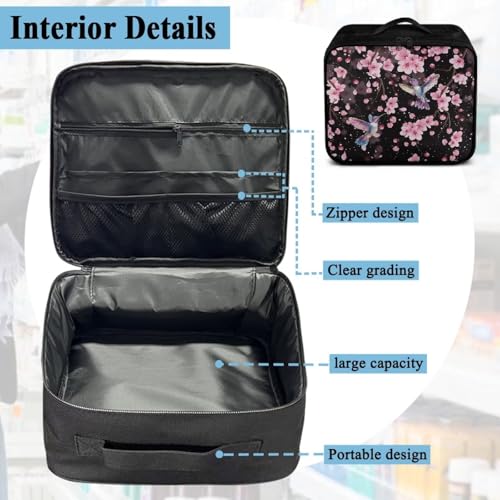 Empty First Aid Bag Hummingbird Floral Medical Bag Empty Large Capacity for Home Office and Travel Use Lightweight Washable Soft Fabric - color: Hummingbird Floral