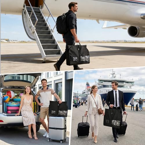 2-Pack Garment Bags for Storage & Travel - 60" & 43" Hanging Clothes Bags with 4" Gusset, Clear Window, Handle & ID Holder | Suit, Dress, Coat Covers for Closet Organization - size: 60" & 43"- 2 Pack
