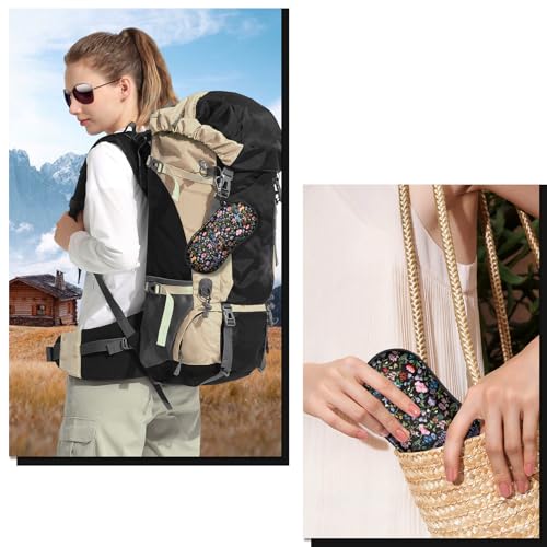 FINTIE Sunglasses Case, Hard EVA Shell Shockproof Sport Glasses Case with Metal Carabiner Travel Zipper Eyeglasses Holder - color: Z-black Floral