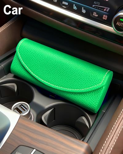 RayLove Ultimate Glasses Case Kit, Hard Shell Sunglasses and Eyeglass Case with Cleaning Cloth, Screwdriver, Ear Hooks - style: 1pack,green