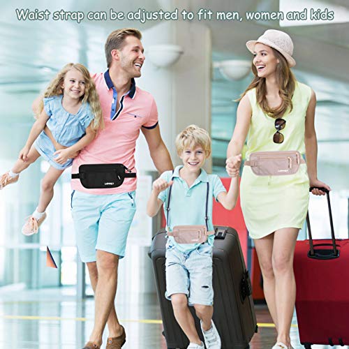 Money Belt for Travel Women and Men Slim Hidden Travel Wallet with RFID Blocking - color: Beige