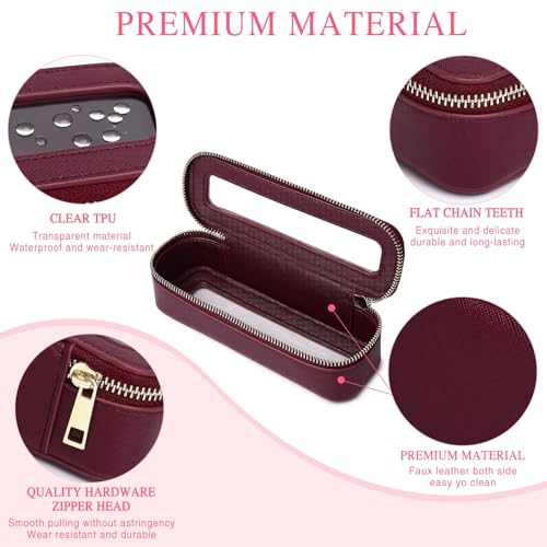 Travel Makeup Set Waterproof Transparent Cosmetic Bag and Toiletry Bag Makeup Brush case with Zipper Car Essentials for Women (Burgundy, L+M+SLIM) - color: Burgundy, size: L+M+Slim