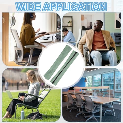 PATIKIL 22x4.3 in Office Chair Armrest Covers, 1 Pair Office Chair Arm Covers Long Computer Chairs Arm Rest Cover with Zipper Removable Rest Slipcover Hand Rest Protector, Pine Green - color: Pine Green, size: 22"