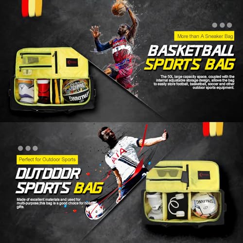 Sneaker Bag for Travel/Sneakerhead gift/Outdoor Sports Bag/Gym Bag /, A Multi-functional Travel Duffel Bag with 3 Adjustable Dividers, & Shoulder Strap,Made of Nylon, by Krone Kalpasmos-classic - color: Yellow