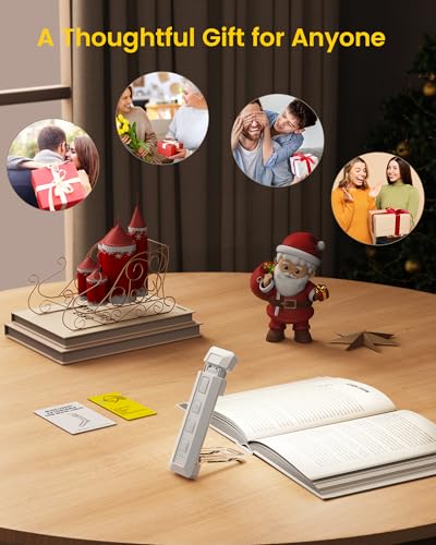 Glocusent Extendable Book Lights for Reading at Night, 5 Enhanced Brightness & 3 Colors with Sleep Aid & Timers, Clip on USB Rechargeable Reading Light for Books in Bed, Ideal Book Lovers Gifts - color: White