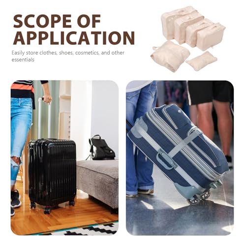 Tofficu 7pcs Travel Packing Cubes Set Beige, Waterproof Large Capacity Luggage Organizer Bags Laundry and Skincare Pouches for Women Backpack Suitcase Storage
