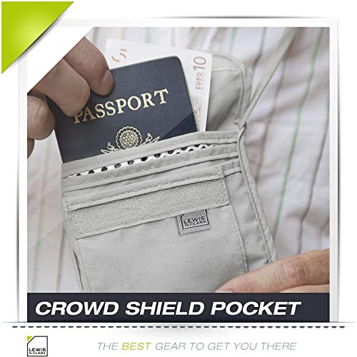 Lewis N. Clark RFID Blocking Stash Neck Wallet, Travel Pouch + Passport Holder for Women & Men, Gray - color: Gray