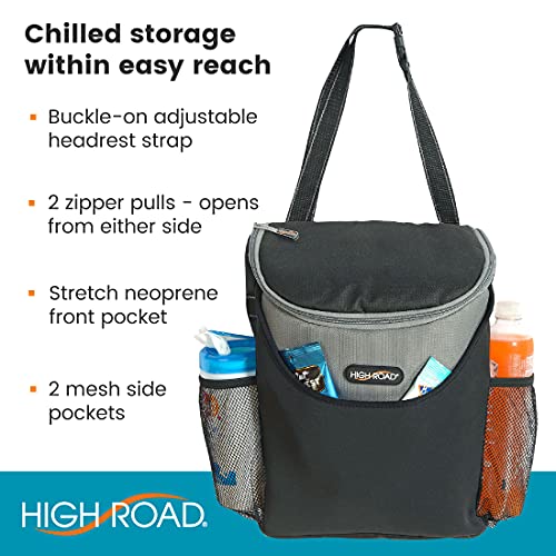 High Road Soft Car Cooler Bag for Cold and Hot Food Transport - Insulated Backseat Cooler Bag for Car, SUV, Truck or Van - Portable Soft Cooler with Storage Pocket and Bottle Holders