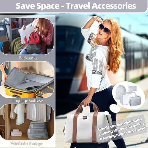 10 Pcs Set Packing Cubes - Travel Packing Organizers, Expandable Suitcase Organizer, Luggage Organizer Bags - color: GREY